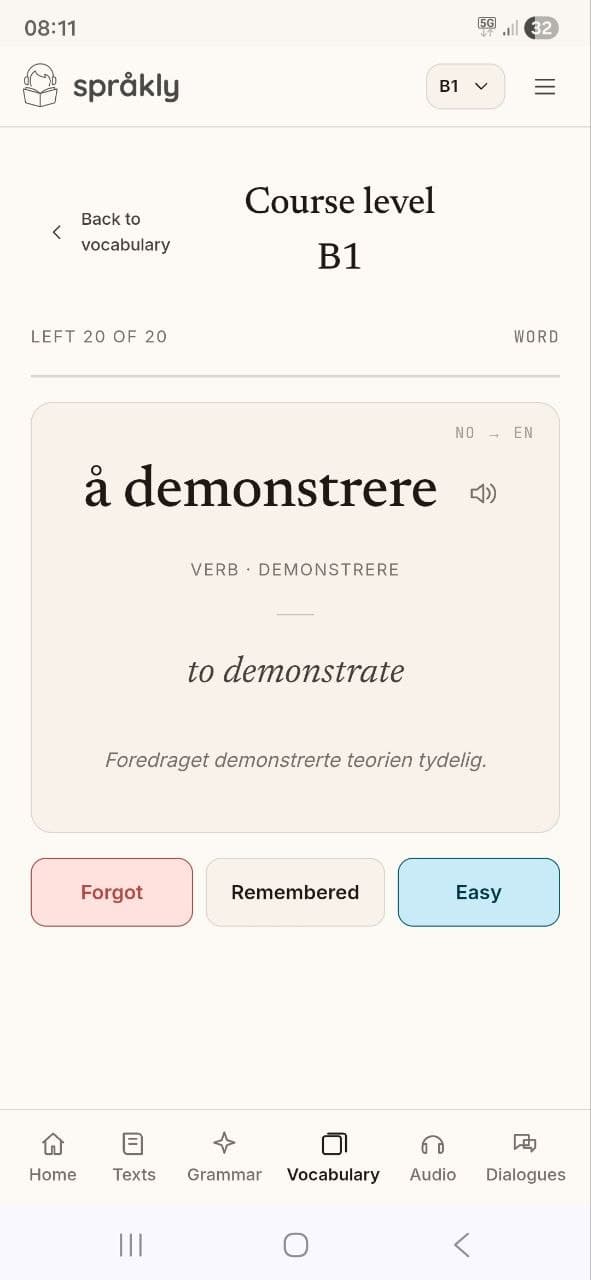 Your personal vocabulary — it remembers so you don't have to